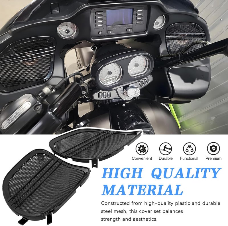 VPZMT Black Front Fairing Speaker Grills Cover for Harley Road Glide FLTRX FLTRK FLTRXS FLTRUSE FLTRXSE 2015-2025, One Pair, 5 * 7 Inch Metal - Image 3